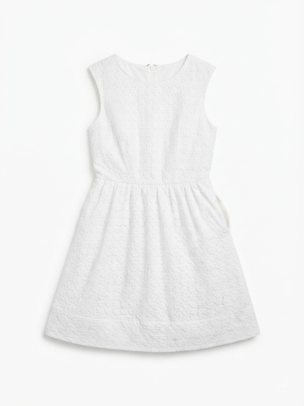 Nordstrom 1901 White Cotton Sleeveless A-Line Dress with Pockets
